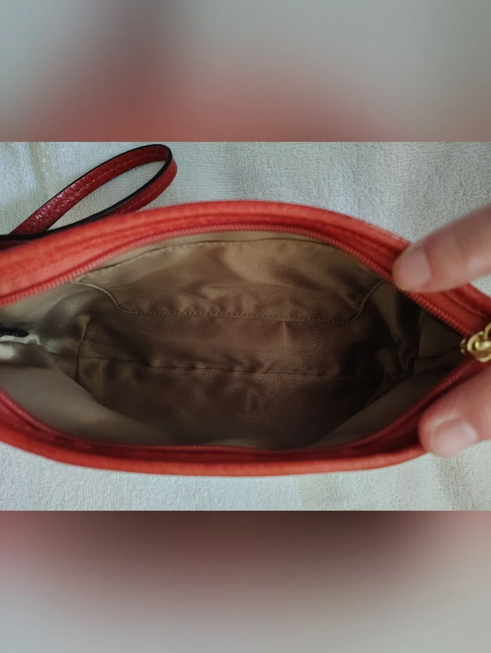 Coach Burnt Orange Pebbled Leather Shoulder Bag/Gold Hardware 8.5